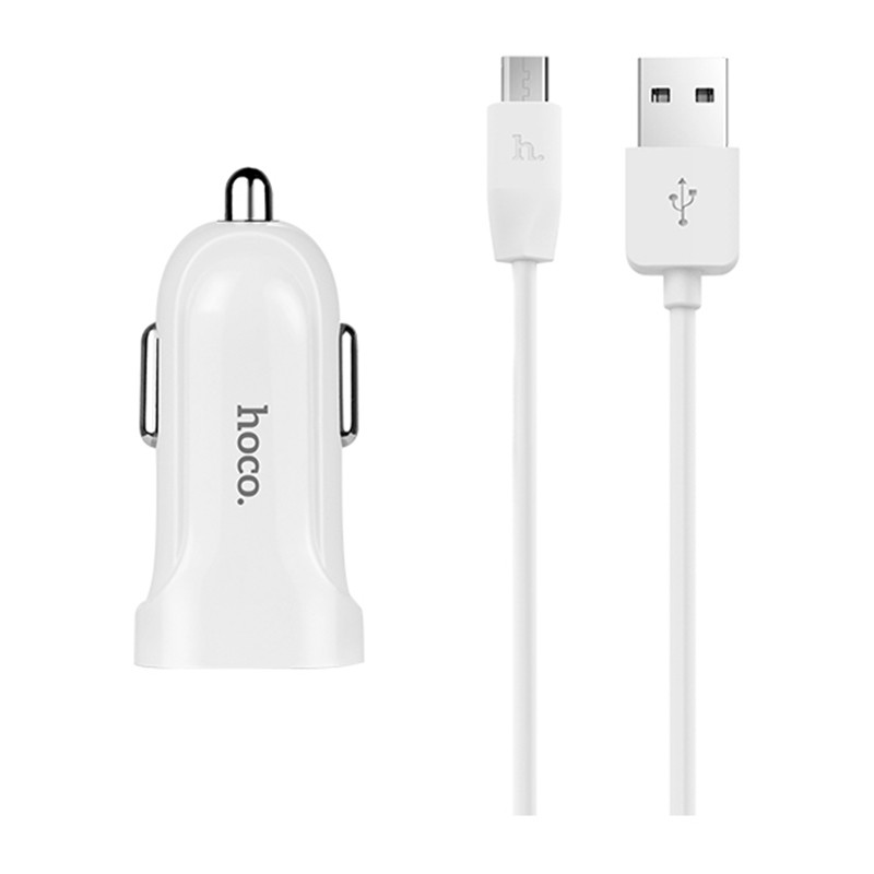 АЗУ Hoco Z2A (2USB 2.4A) (+кабель microUSB) (Белый)