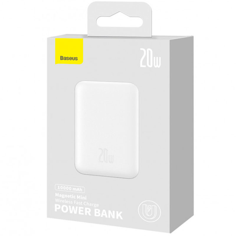 Портативное зарядное устройство Power Bank Baseus Magnetic Mini 20W c БЗУ 10000 mAh (PPCX070001) (White) в магазине vchehle.ua