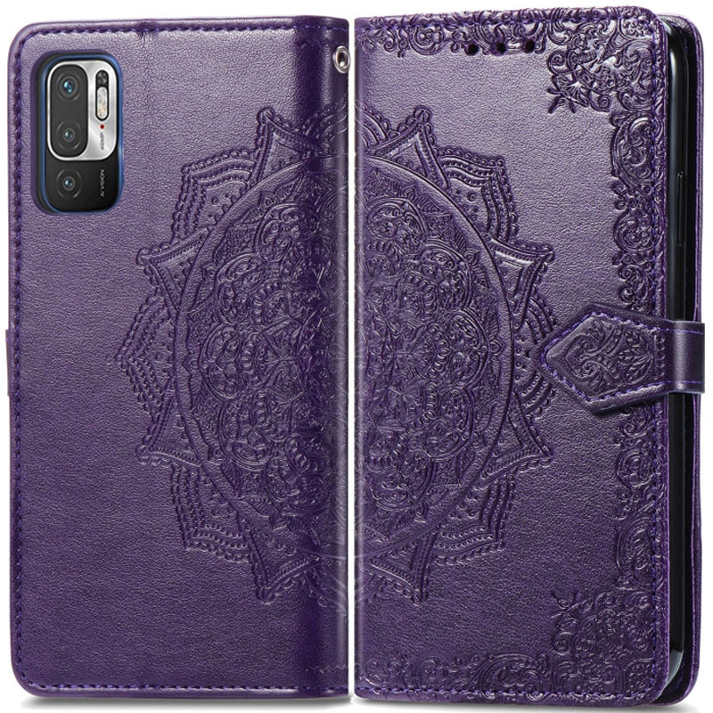 Фото Кожаный чехол (книжка) Art Case с визитницей для Xiaomi Redmi Note 10 5G / Poco M3 Pro (Фиолетовый) на vchehle.ua