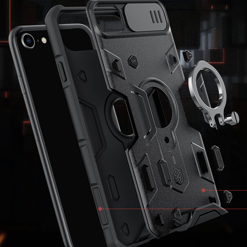 Купить TPU+PC чехол Nillkin CamShield Armor (шторка на камеру) для Apple iPhone SE (2020) (Черный) на vchehle.ua