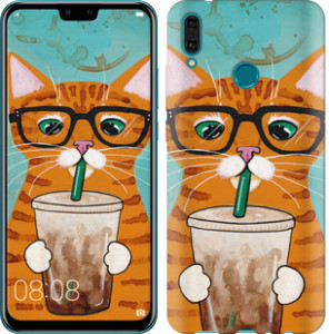 Чохол Зеленоокий кіт в окулярах на Huawei Y9 2019