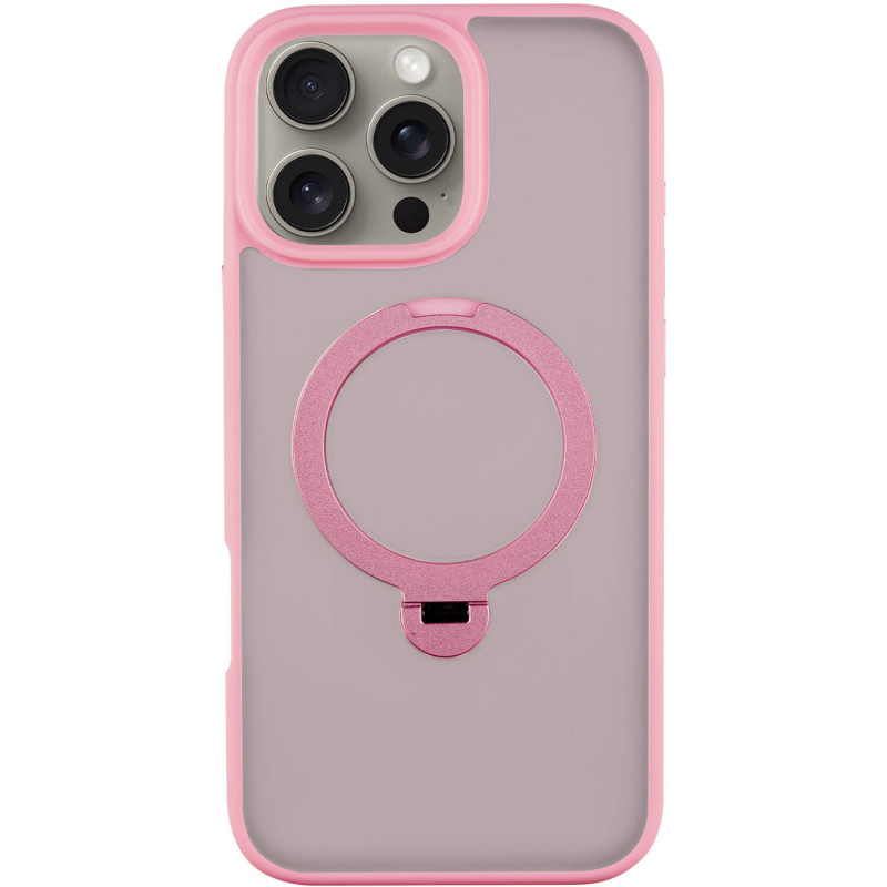 TPU+PC чехол Metal Buttons with Magnetic Safe Colorful HQ Ring для Apple iPhone 16 Pro Max (6.9") (Pink)