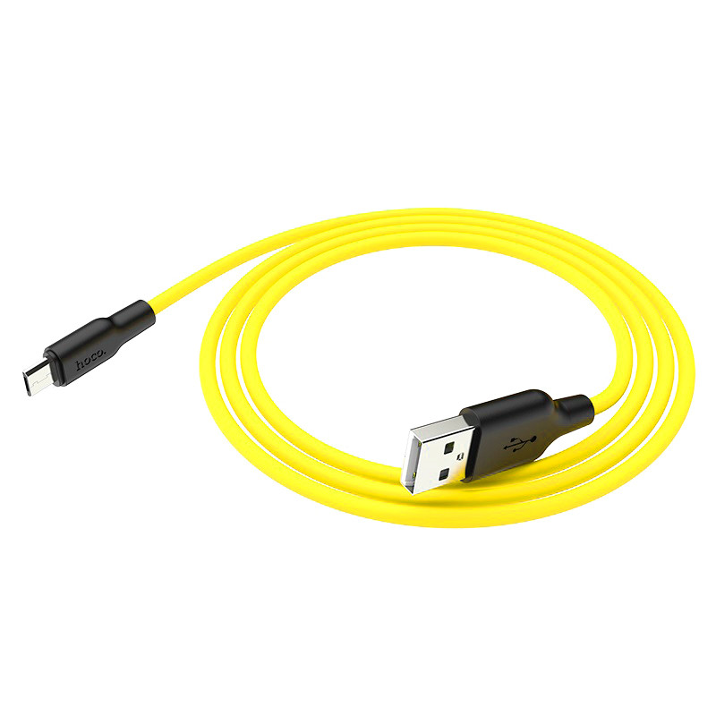 Купить Дата кабель Hoco X21 Plus Silicone MicroUSB Cable (1m) (Black / Yellow) на vchehle.ua