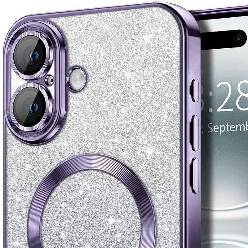 Фото TPU чехол Delight case with Magnetic Safe с защитными линзами на камеру для Apple iPhone 16 (6.1") (Фиолетовый / Purple) на vchehle.ua