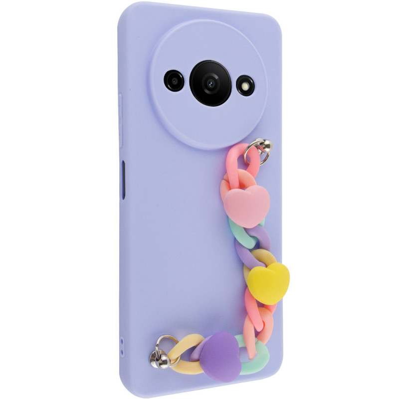 Чехол Chained Heart c подвесной цепочкой для Xiaomi Redmi A3 (Lilac Blue)