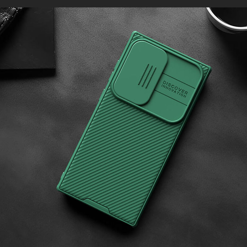 Купить Карбоновая накладка Nillkin CamShield Pro Magnetic для Samsung Galaxy S24 Ultra (Deep Green) на vchehle.ua