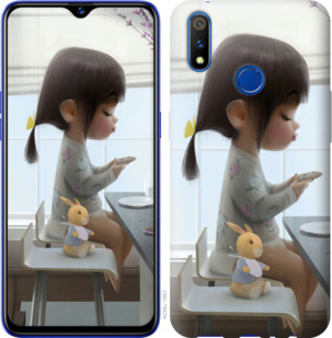 

Чехол Милая девочка с зайчиком для Realme 3 Pro 918734
