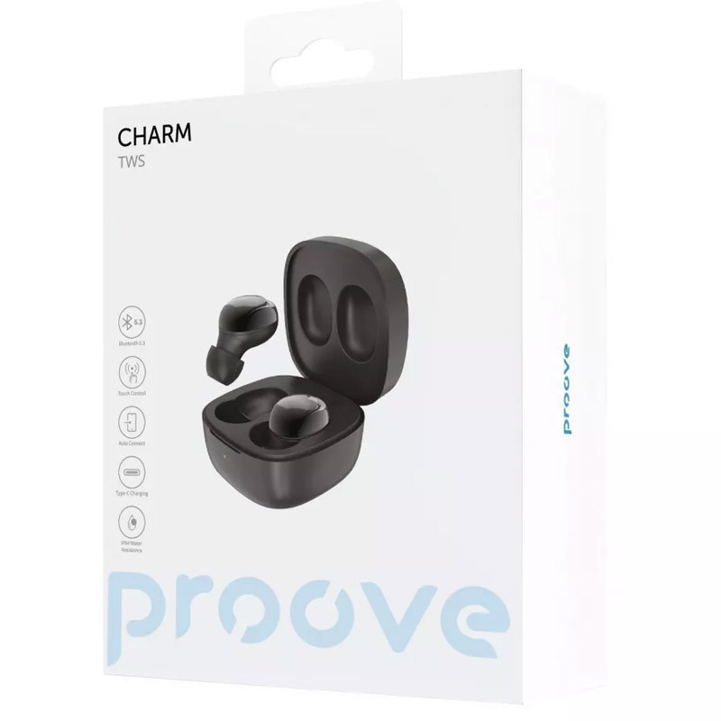 Замовити Уцінка Бездротові TWS навушники Proove Charm (Розкрита упаковка / Black) на vchehle.ua