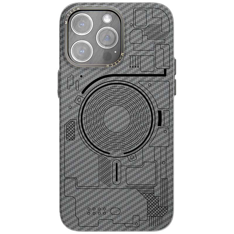 Чехол M-Tech Carbon soft touch with Magnetic Safe для Apple iPhone 12 Pro / 12 (6.1") (Grey)