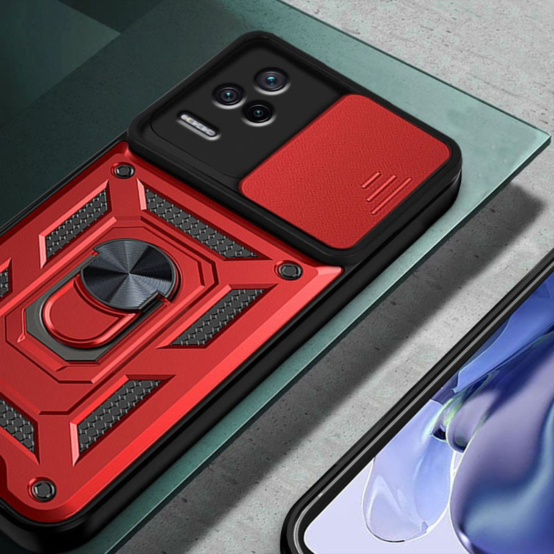 Фото Ударопрочный чехол Camshield Serge Ring для Xiaomi Poco F4 (Красный) на vchehle.ua