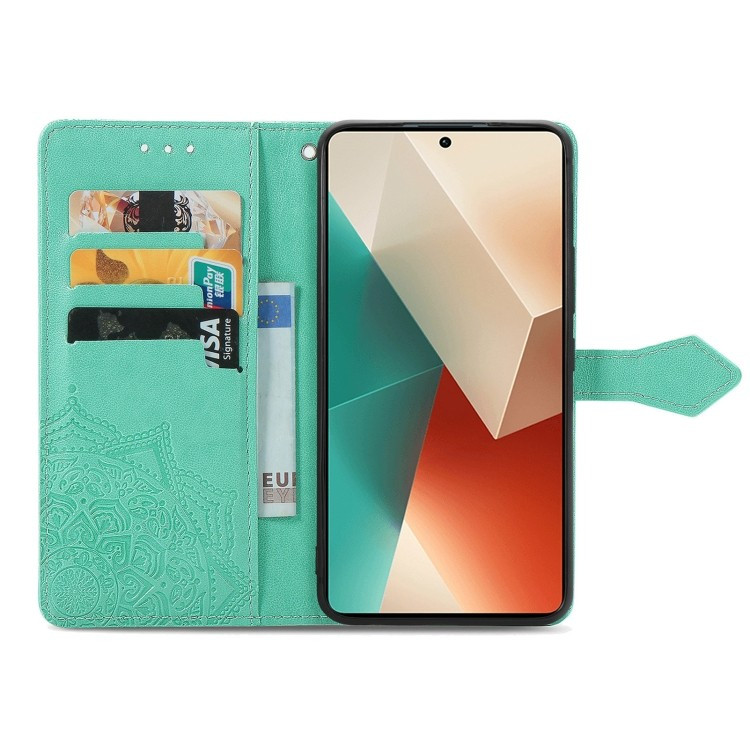 Фото Шкіряний чохол (книжка) Art Case з візитницею на Xiaomi Redmi 13 4G / Poco M6 4G (Бірюзовий) в маназині vchehle.ua