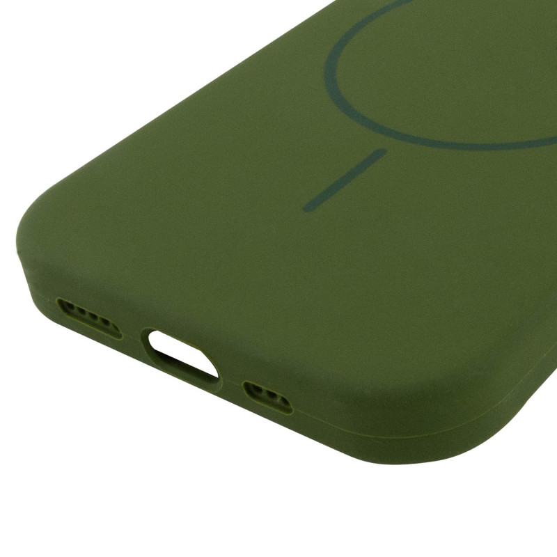 Купити Чохол Silicone Case Full Protective (AA) NO LOGO with Magnetic Safe на Apple iPhone 14 (6.1") (Зелений / Dark Olive) на vchehle.ua