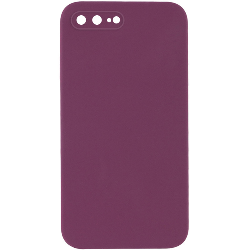 Silicone Case Square Full Camera Protective (AA) NOLOGO на Apple iPhone 7 plus / 8 plus (5.5") (Бордовий / Maroon)