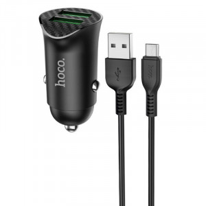 АЗП Hoco Z39 Farsighted QC3.0 18W (2USB-A) + кабель USB to MicroUSB