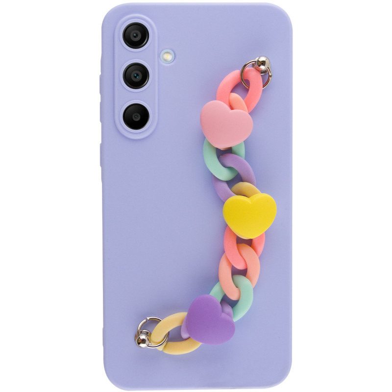 Чохол Chained Heart з підвісним ланцюжком на Samsung Galaxy A55 (Lilac Blue)