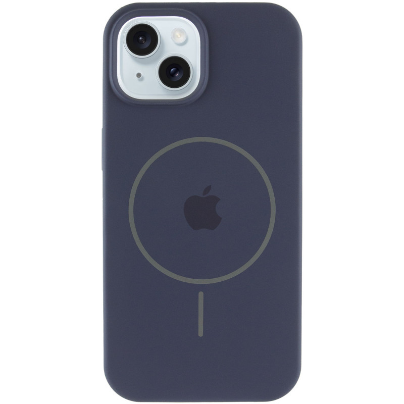 Фото Чохол Silicone Case Full Protective (AA) with Magnetic Safe на Apple iPhone 15 (6.1") (Темно-синій / Midnight blue) на vchehle.ua