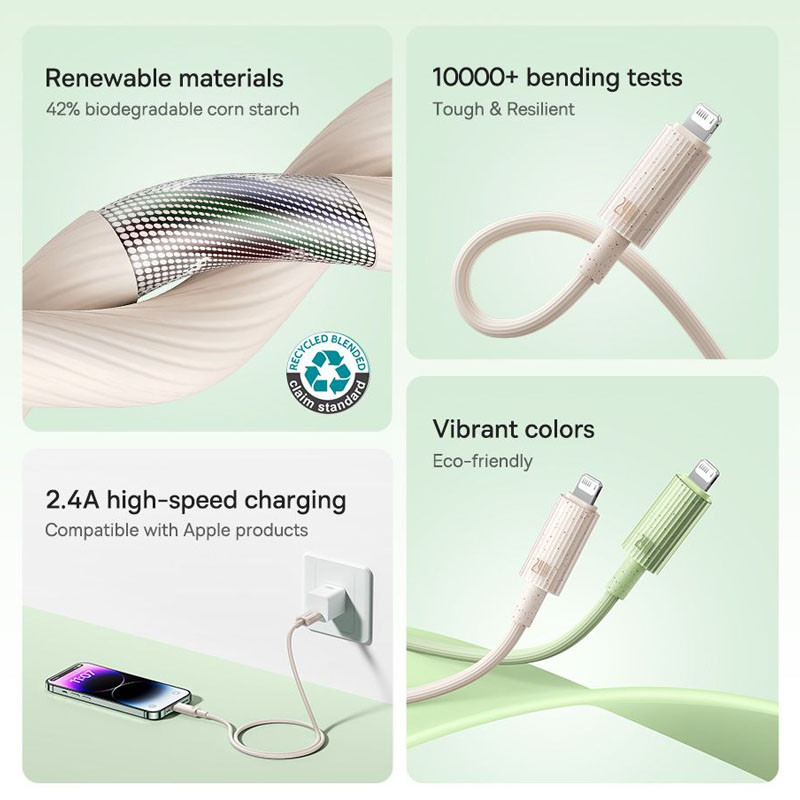 Фото Дата кабель Baseus Habitat Series Fast Charging USB to Lightning 2.4A (1m) (P10360200421-0) на vchehle.ua