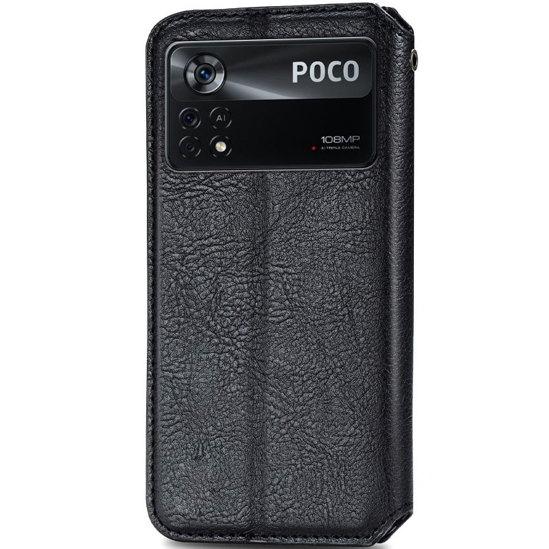 Фото Шкіряний чохол книжка GETMAN Cubic (PU) на Xiaomi Poco X4 Pro 5G (Чорний) на vchehle.ua