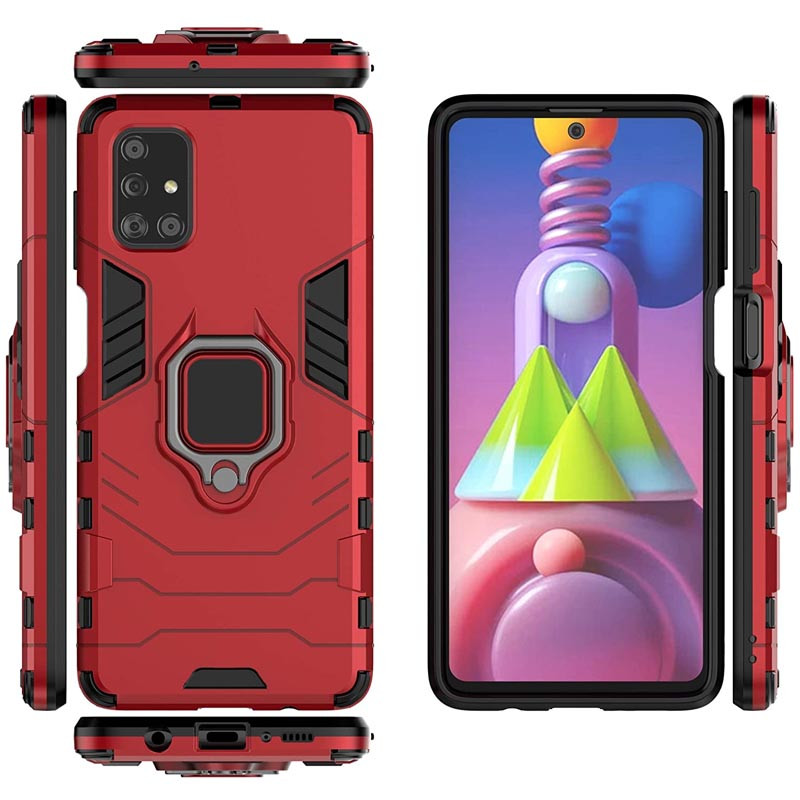 Фото Ударопрочный чехол Transformer Ring for Magnet для Samsung Galaxy M51 (Красный / Dante Red) на vchehle.ua