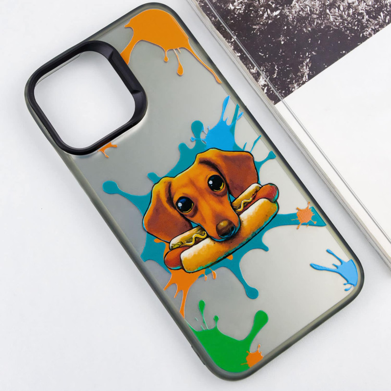 Фото TPU+PC чехол TakiTaki Graffiti magic glow для Apple iPhone 14 Pro Max (6.7") (Sausage dog / Black) в магазине vchehle.ua