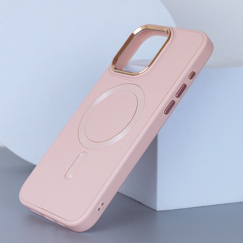 Фото Шкіряний чохол Bonbon Leather Metal Style with Magnetic Safe на Apple iPhone 12 Pro Max (6.7") (Рожевий / Light pink) в маназині vchehle.ua