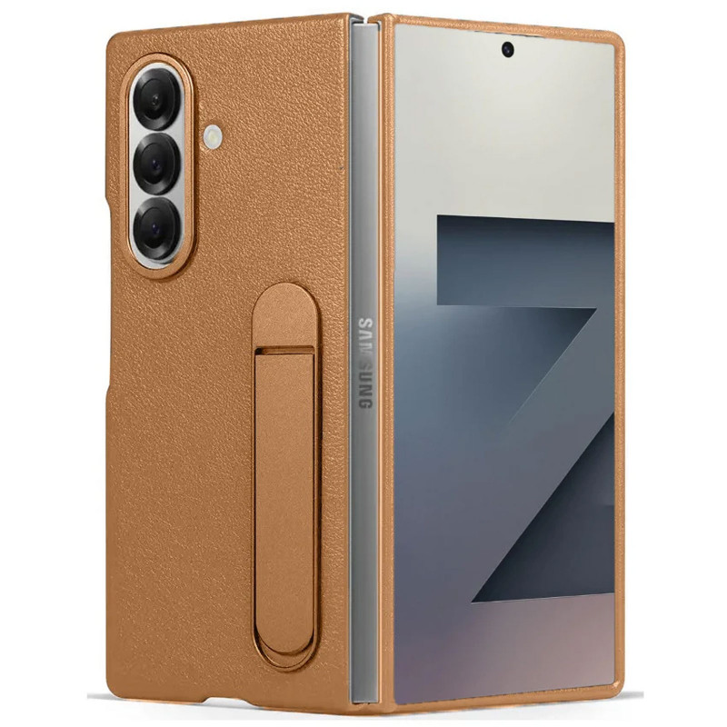 Фото Кожаный чехол Leather Case (AAA) with stand для Samsung Galaxy Z Fold7 (Tan) на vchehle.ua