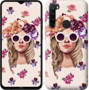 

Чехол Девушка с цветами v2 для Xiaomi Redmi Note 8 779345