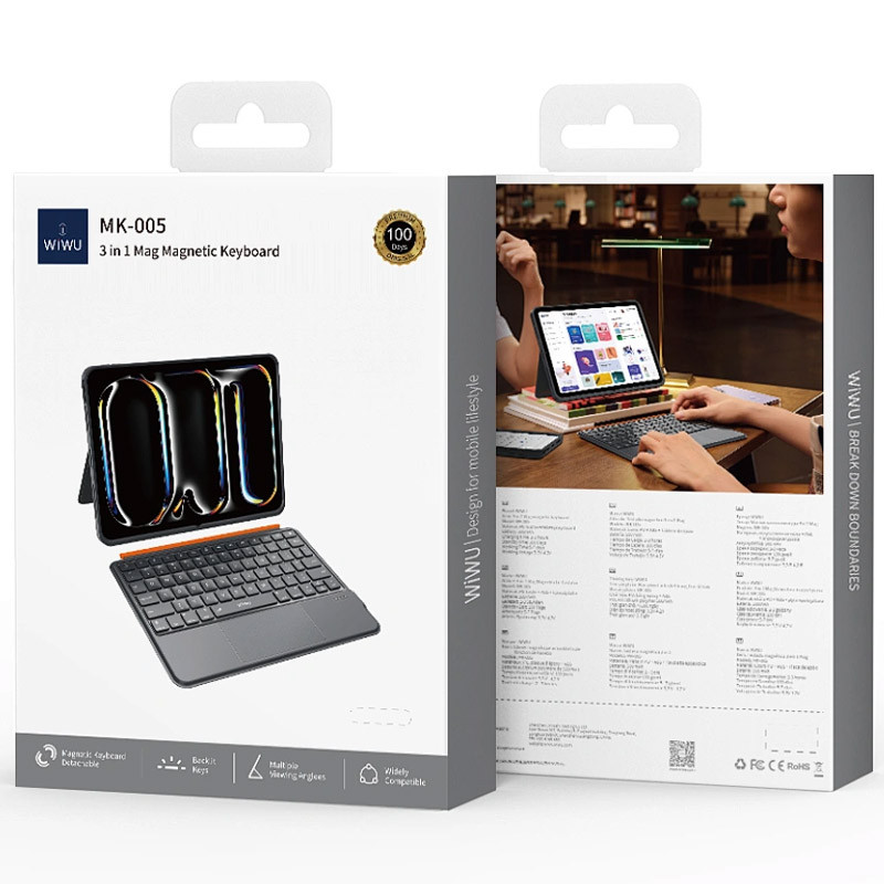 Купить Чехол-клавиатура WIWU MK-005 3 in 1 for iPad Air 10.9'' (2020-2022)/Air 11'' (2024) (Grey) на vchehle.ua