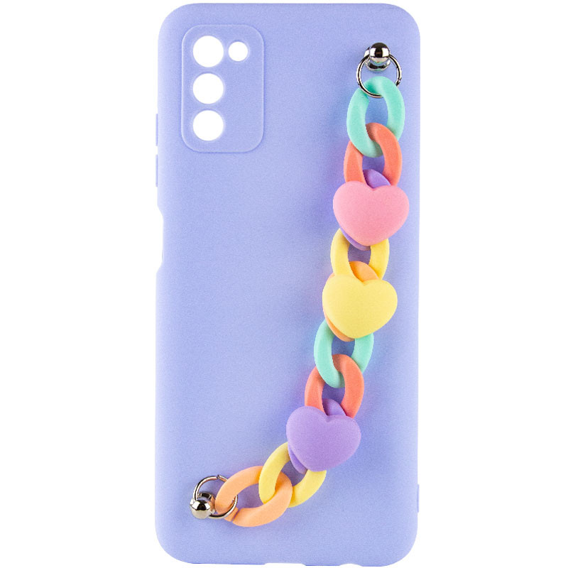 Чохол Chained Heart з підвісним ланцюжком на Samsung Galaxy A05s (Lilac Blue)