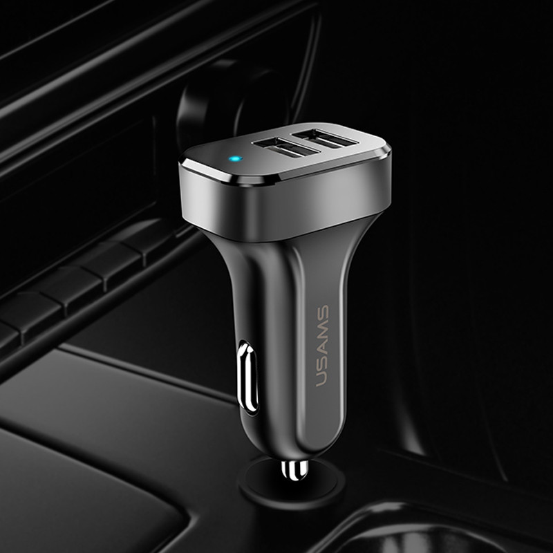 Фото АЗУ USAMS US-CC087 C13 2.1A Dual USB Car Charger (Черный) на vchehle.ua