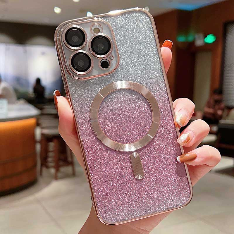 Фото TPU чохол Delight case with Magnetic Safe з захисними лінзами на камеру на Apple iPhone 14 Pro (6.1") (Рожевий / Rose Gold) на vchehle.ua