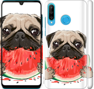 

Чохол Мопс і кавун на Huawei P30 Lite 843818