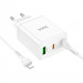 Фото СЗУ Hoco N33 Start PD35W+QC3.0 (1USB-A/2C) + кабель Type-C to Lightning (White) в магазине vchehle.ua