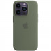 Чехол Silicone case (AAA) full with Magnetic Safe для Apple iPhone 14 Pro (6.1") (Зеленый / Olive)