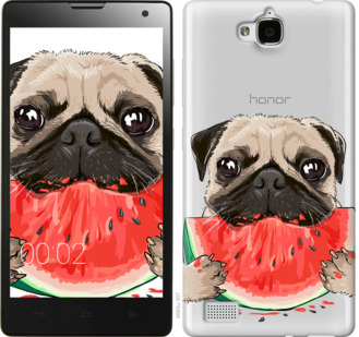 

Чохол Мопс і кавун на Huawei Honor 3C 843836