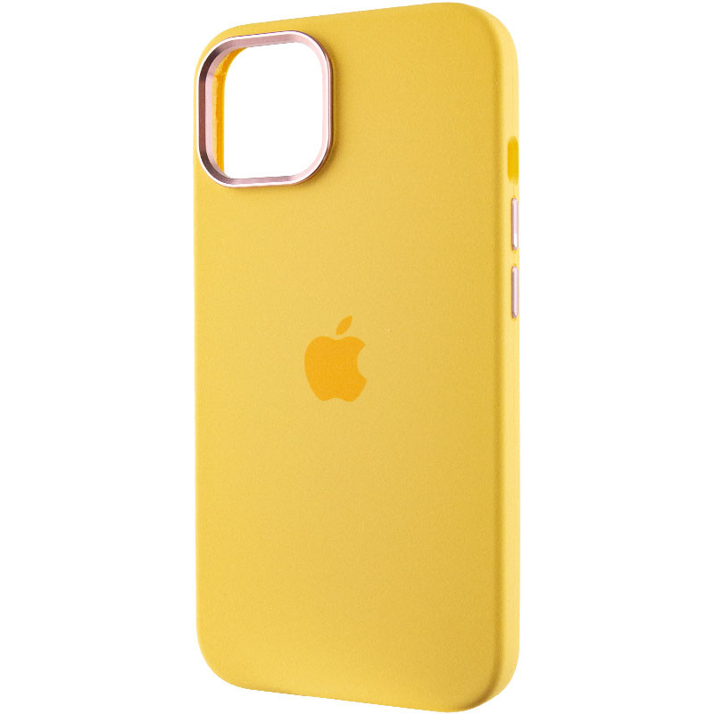 Фото Чохол Silicone Case Metal Buttons (AA) на Apple iPhone 12 Pro / 12 (6.1") (Жовтий / Bright Yellow) в маназині vchehle.ua