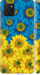 Чехол Жёлто-голубые цветы для Samsung Galaxy Note 10 Lite