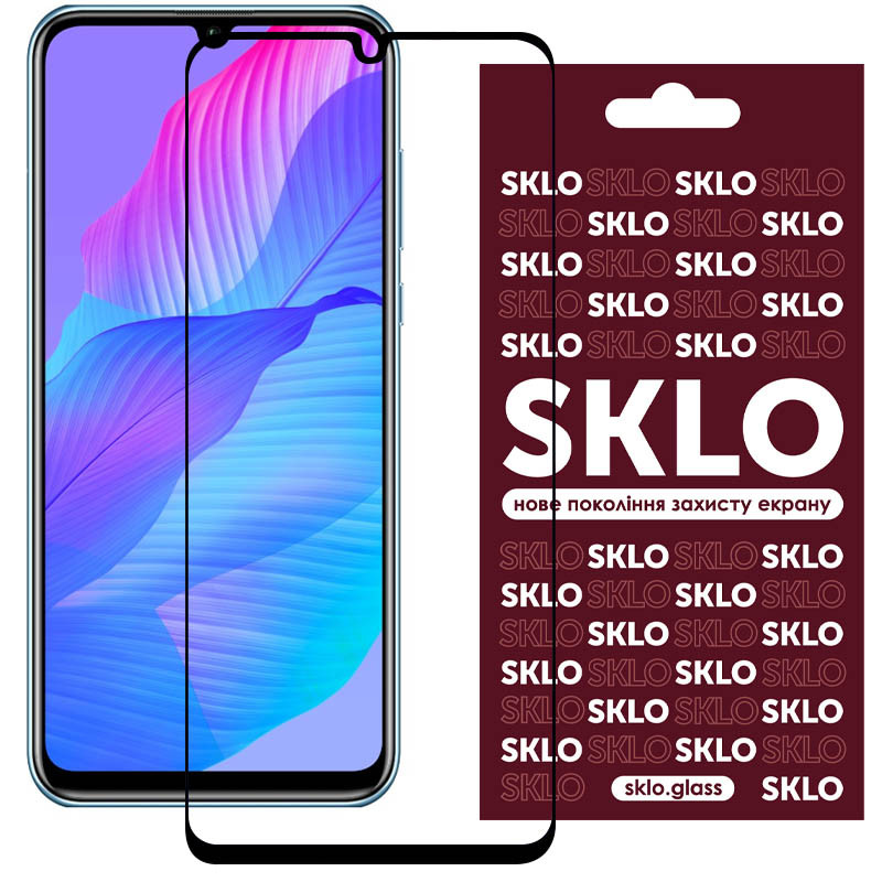 Захисне скло SKLO 3D (full glue) на Huawei Y8p (2020) / P Smart S (Чорний)