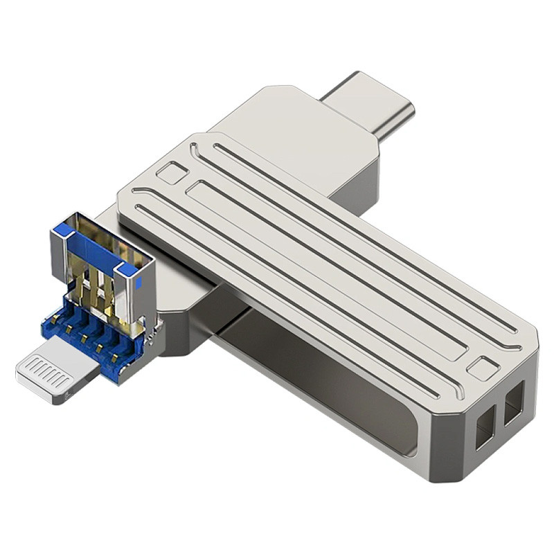 Фото Флеш-драйв USB 3.0 Flash Drive WIWU Wi-FD001 3 in 1 128GB (Silver) в маназині vchehle.ua
