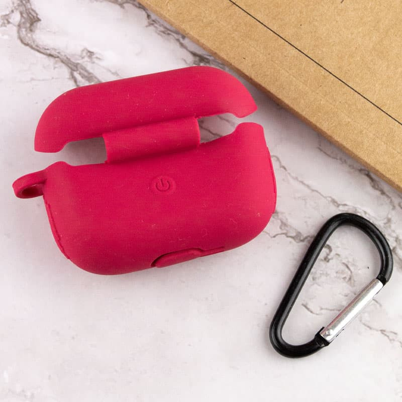 Силиконовый футляр New с карабином для наушников Airpods Pro (Красный / Rose Red) в магазине vchehle.ua