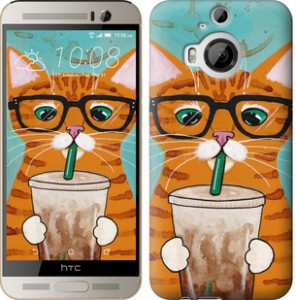 Чехол Зеленоглазый кот в очках для HTC One M9 Plus
