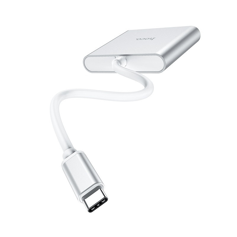 Фото Уцінка Перехідник HUB Hoco HB14 Type-C to USB3.0+HDMI+PD (М'ята упаковка / Сталевий) на vchehle.ua