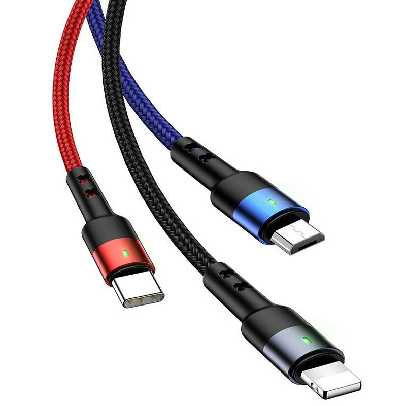 

Дата кабель Usams US-SJ318 U26 Spring 3in1 Usb to Combo (1.5m) (Черный) 898245