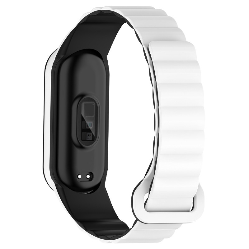 Фото Ремешок Dual-color Magnetic для Xiaomi Mi Band 7/6/5/4/3 (White / Black) на vchehle.ua