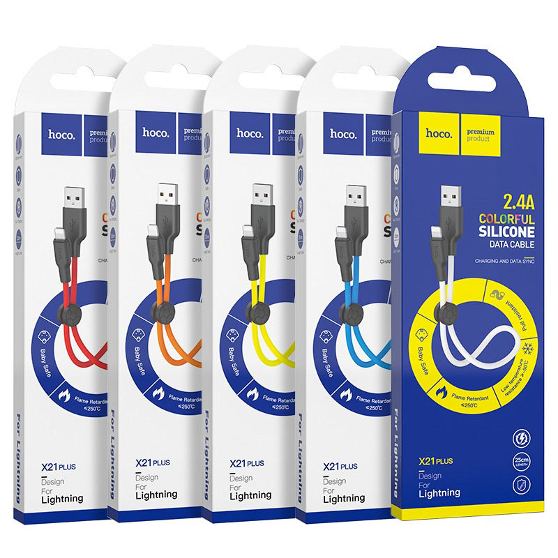 Фото Дата кабель Hoco X21 Plus Silicone Lightning Cable (0.25m) на vchehle.ua