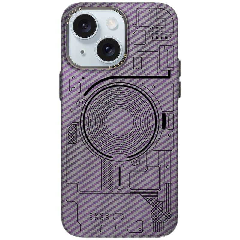 Чехол M-Tech Carbon soft touch with Magnetic Safe для Apple iPhone 15 (6.1") (Purple)