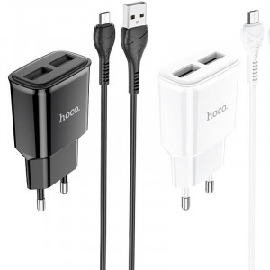 МЗП Hoco C88A Star round 2.4A (2USB-A) + кабель USB to MicroUSB