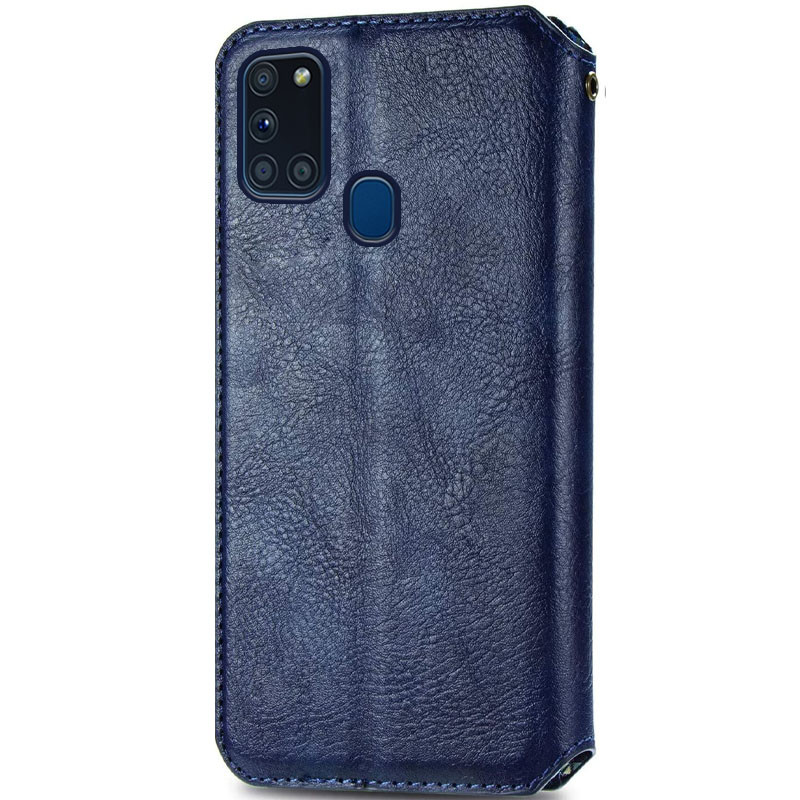 Фото Кожаный чехол книжка GETMAN Cubic (PU) для Samsung Galaxy A21s (Синий) на vchehle.ua