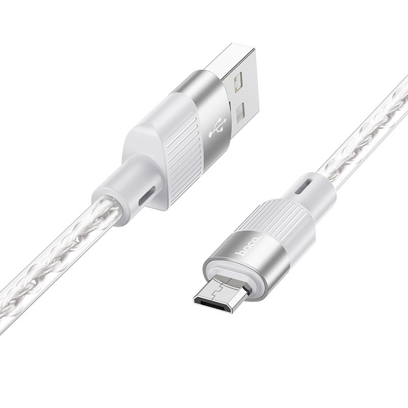 Фото Дата кабель Hoco X99 Crystal Junction USB to MicroUSB (1m) (Gray) на vchehle.ua