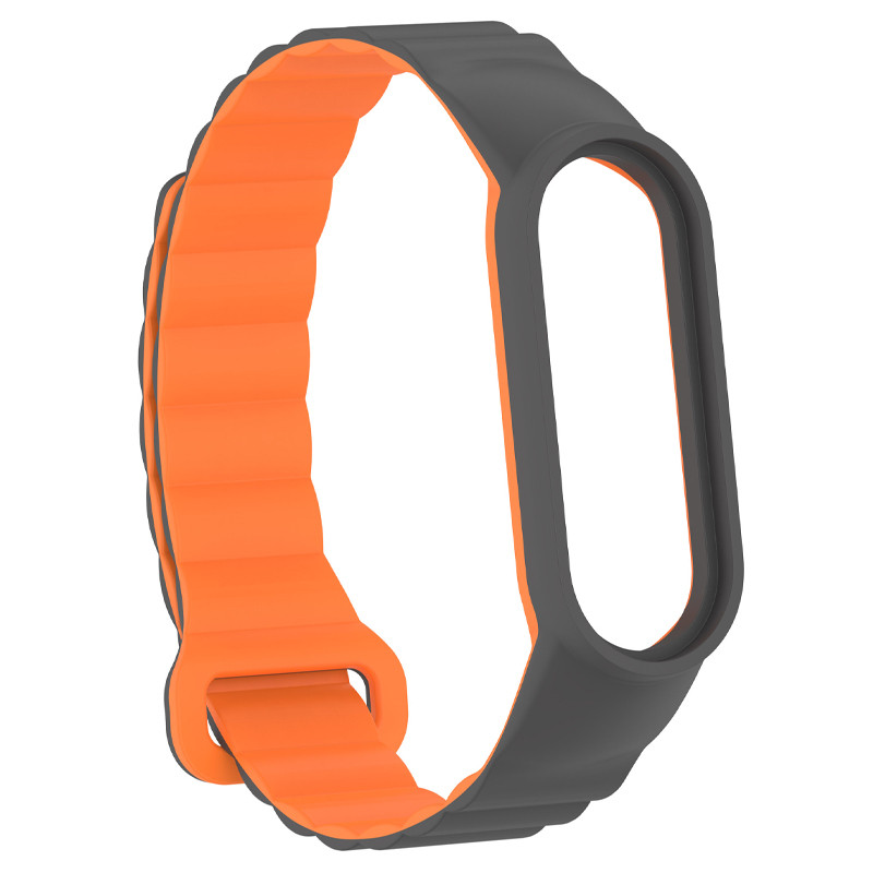 Фото Ремешок Dual-color Magnetic для Xiaomi Mi Band 7/6/5/4/3 (Gray / Orange) в магазине vchehle.ua